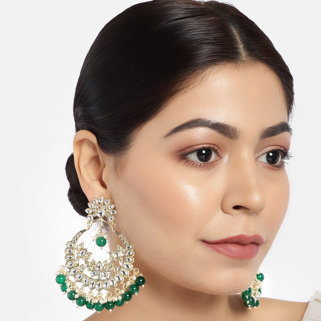 Gold-Plated & Green Classic Chandbalis