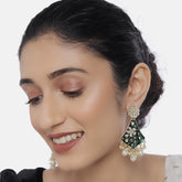 Gold-Plated & Green Classic Drop Earrings