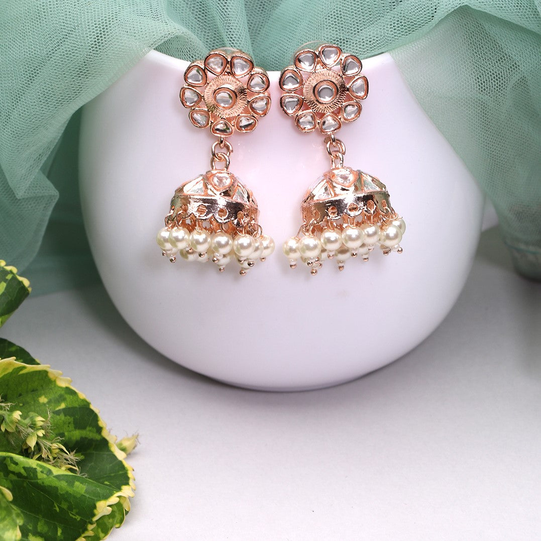 Laida Rose Gold Dome Shaped Jhumkas Earrings