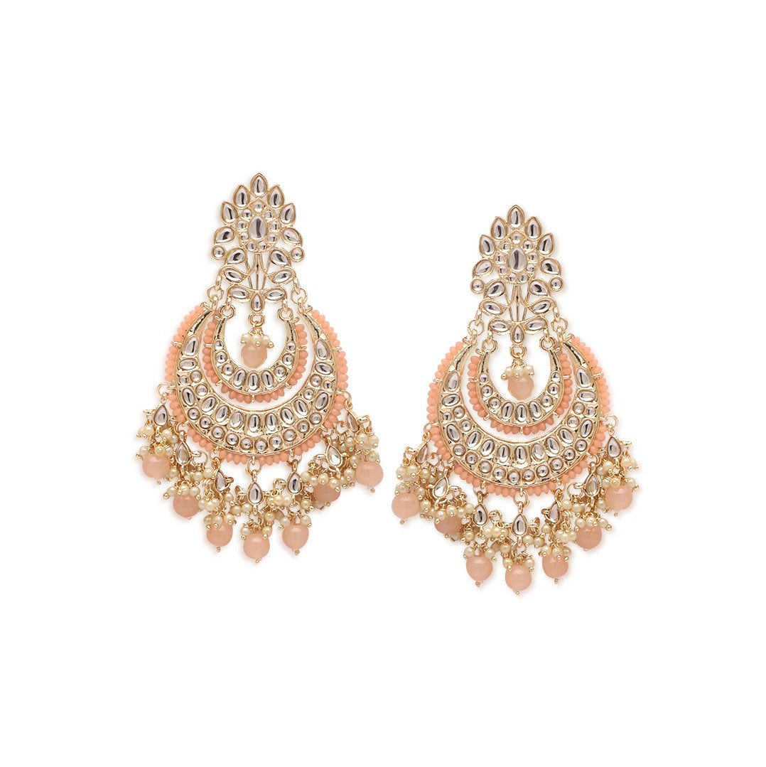 Peach-Coloured Classic Chandbalis Earrings