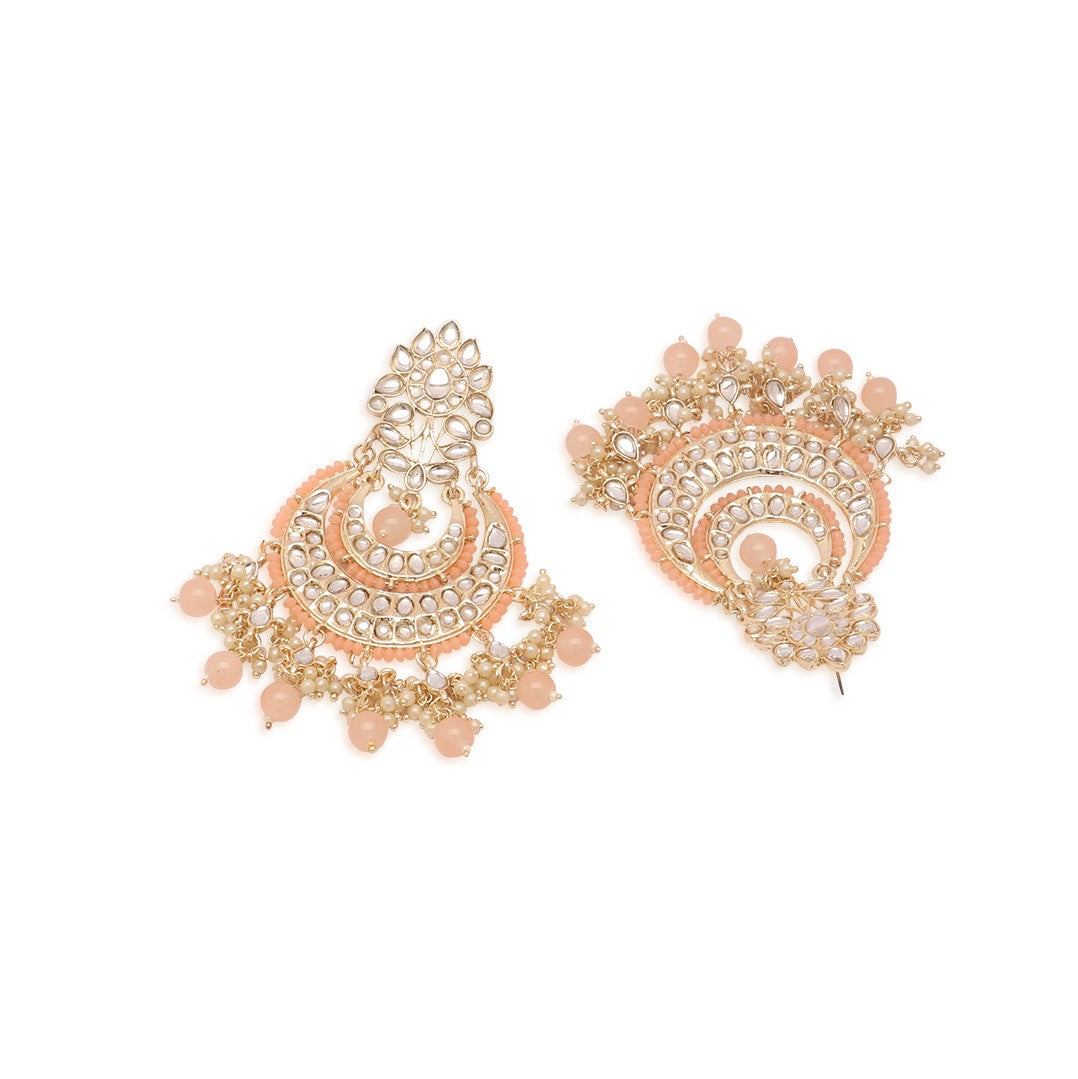 Peach-Coloured Classic Chandbalis Earrings