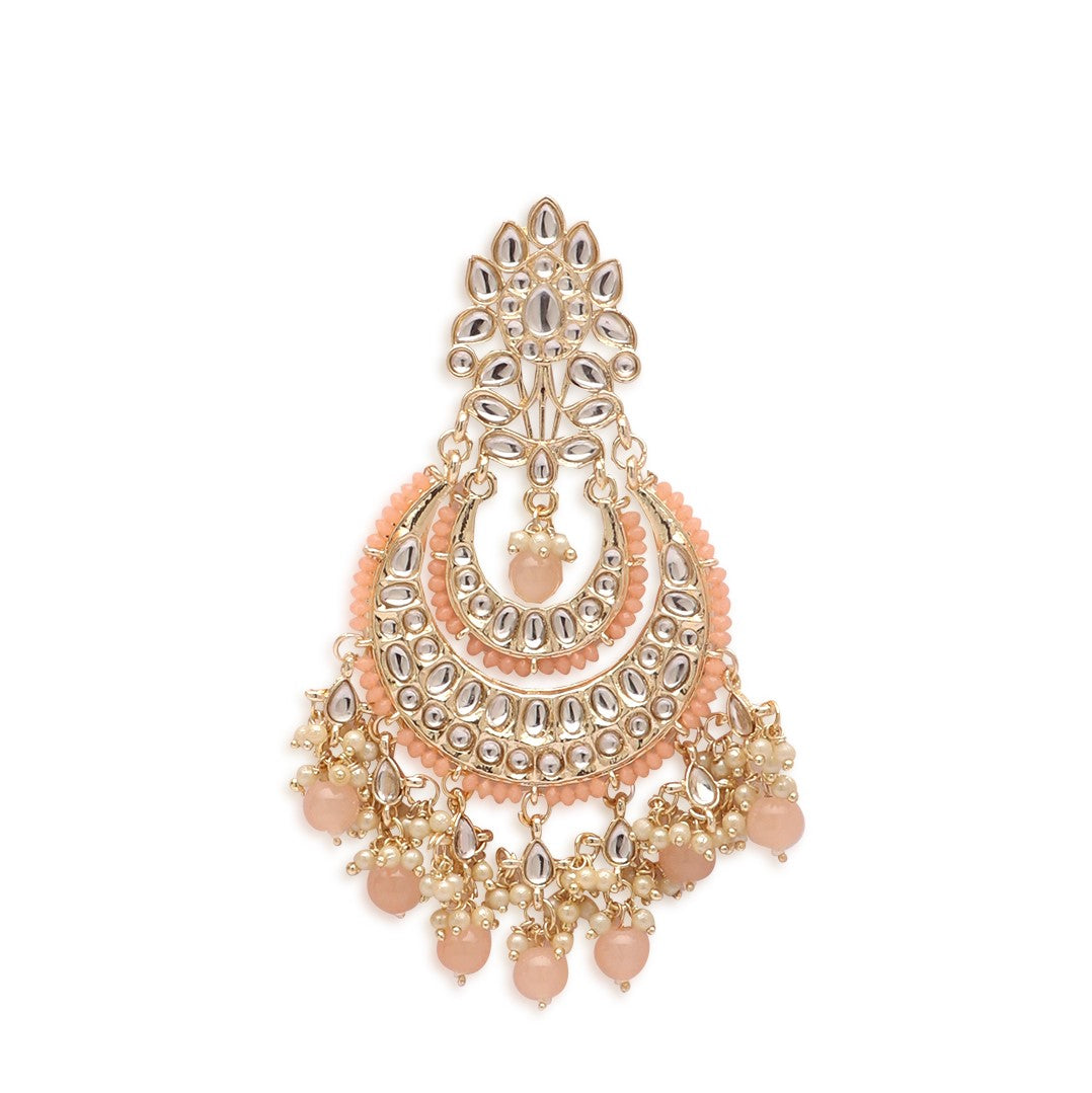 Peach-Coloured Classic Chandbalis Earrings