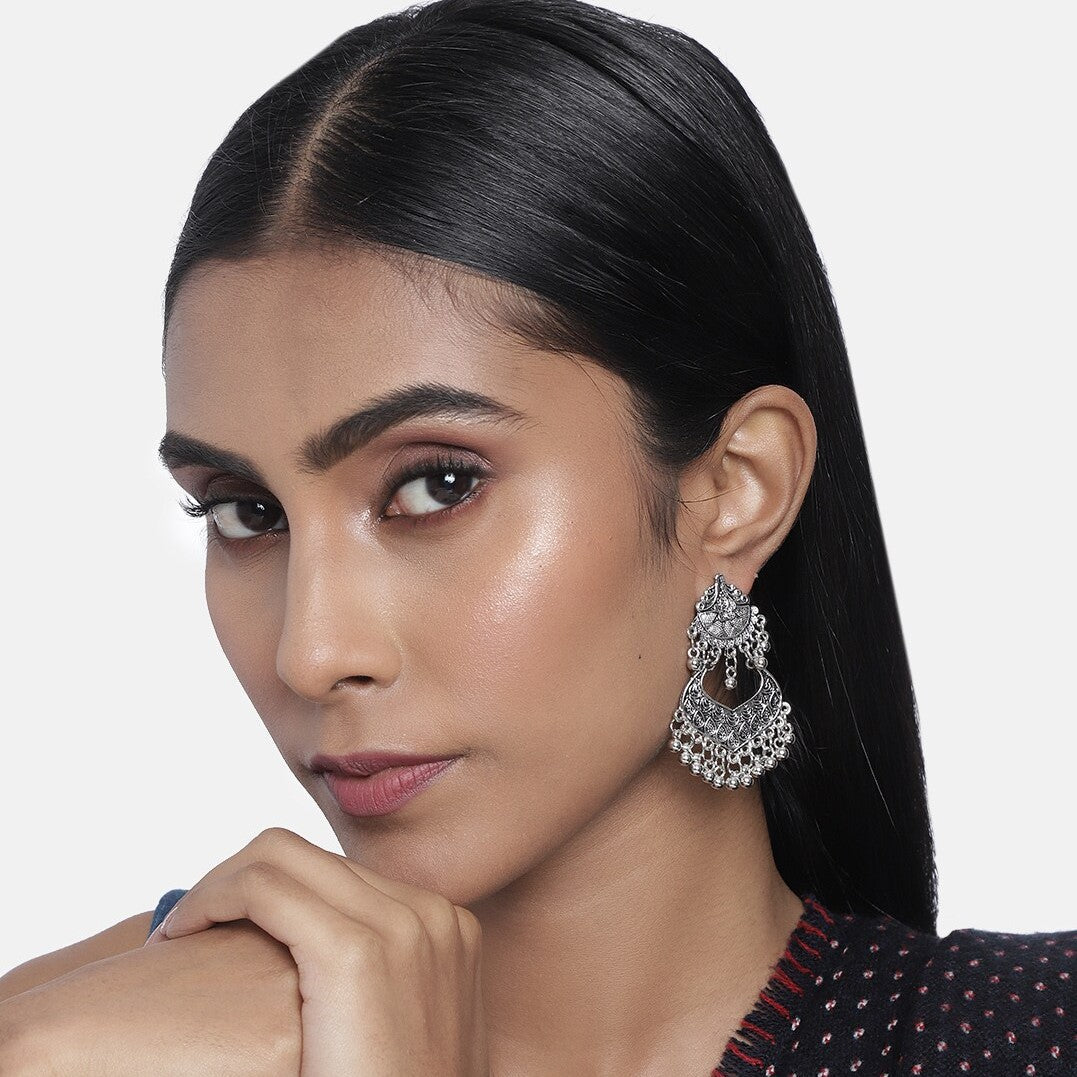 Oxidized Silver-Plated Set of 2 Earrings