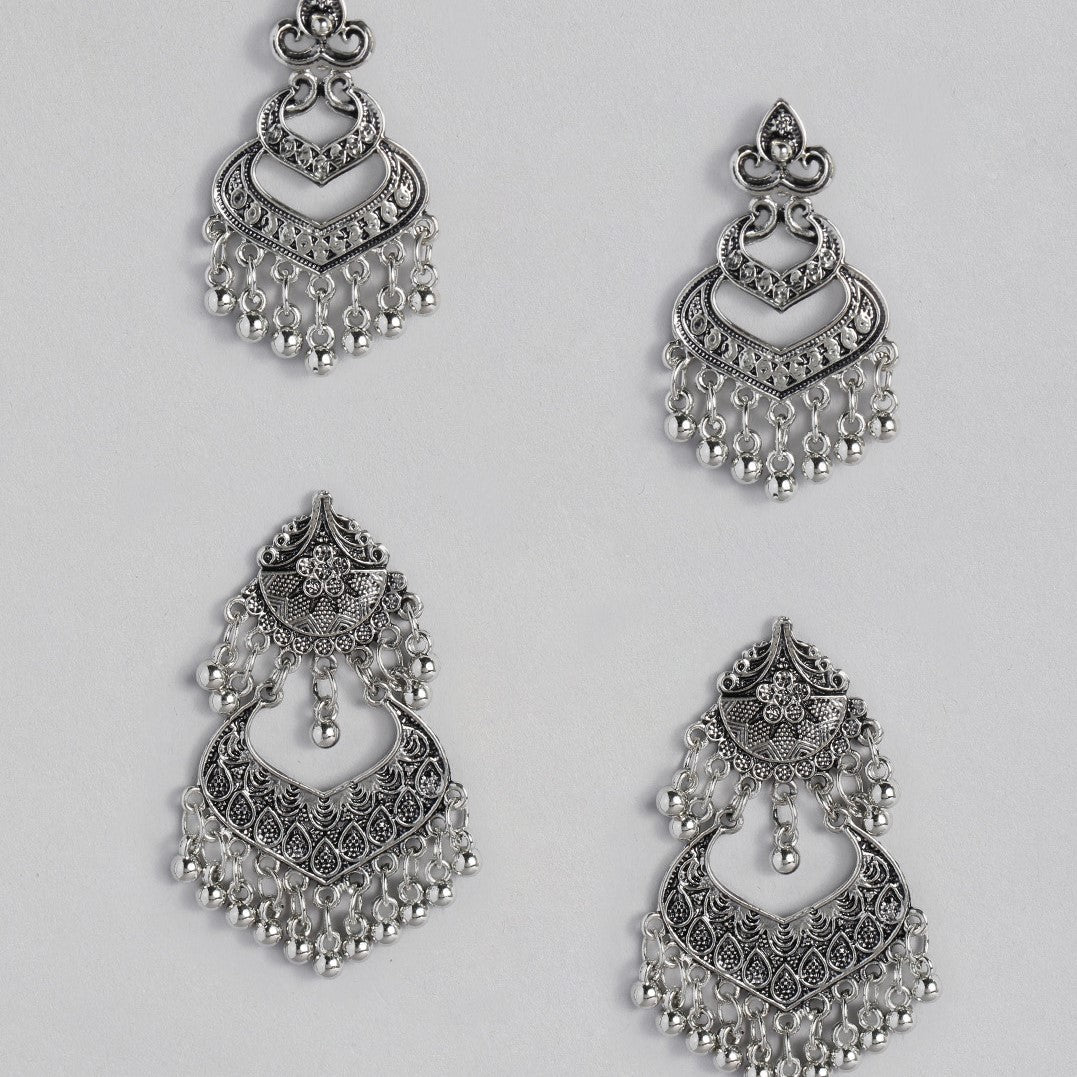 Oxidized Silver-Plated Set of 2 Earrings