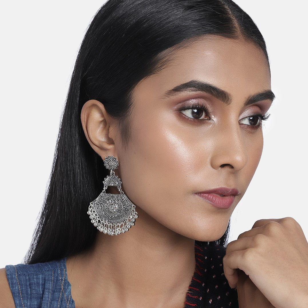 Oxidised Silver-Plated Set of 2 Earrings