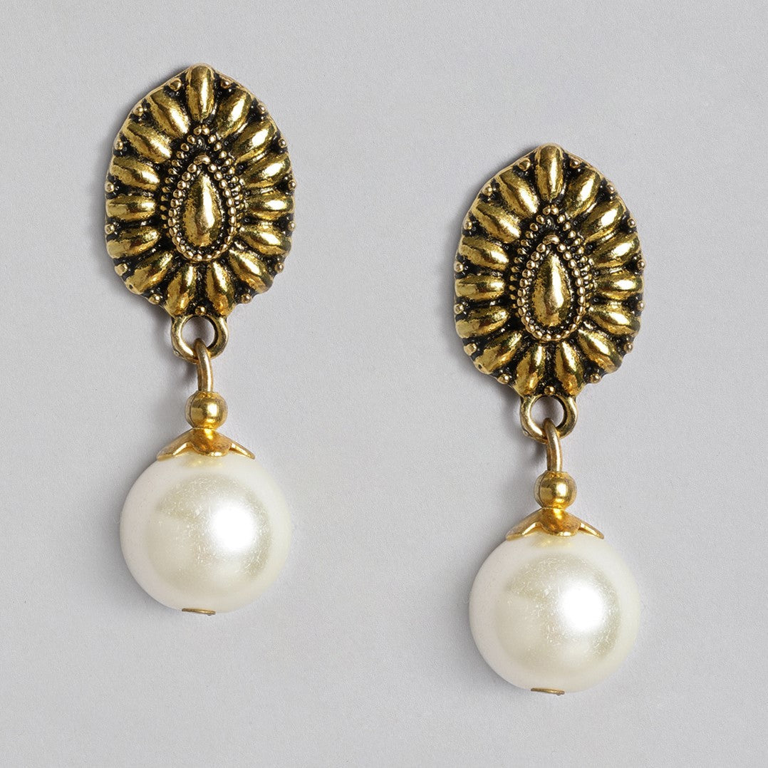 Off-White Antique Gold-Plated Beaded Handcrafted Choker Jewellery Set