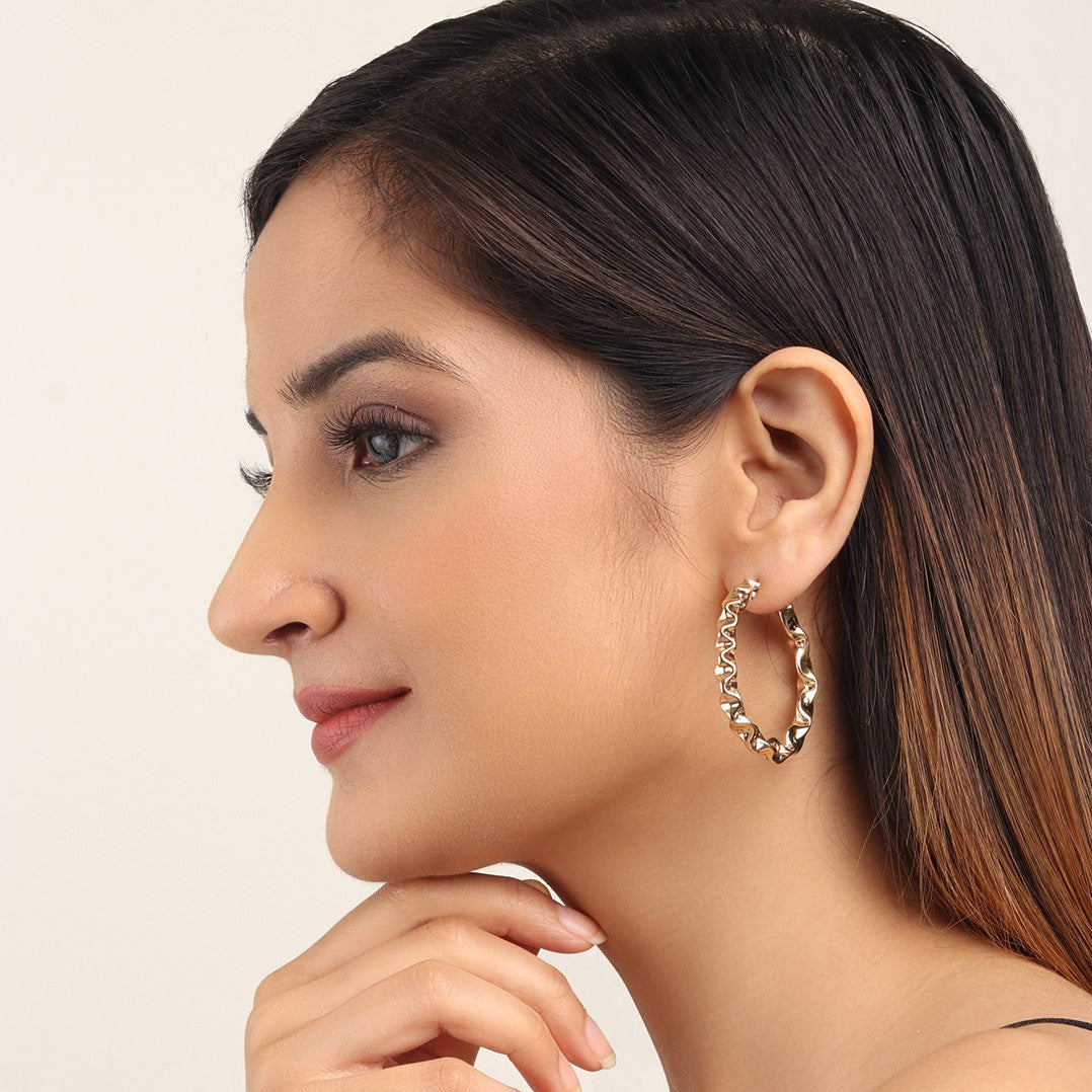 Gold Plated Circular Half Hoop Earrings