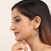 Gold Plated Circular Half Hoop Earrings