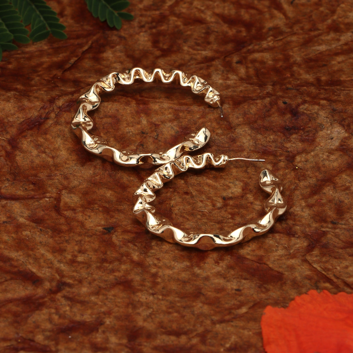 Gold Plated Circular Half Hoop Earrings