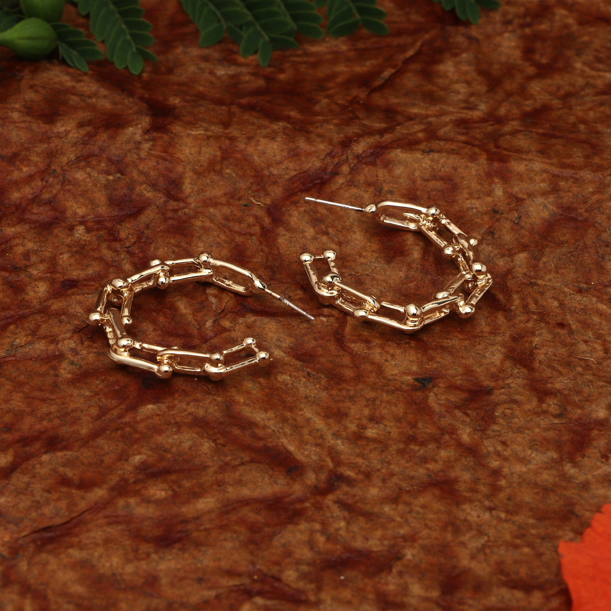 Gold-Plated Circular Half Earrings