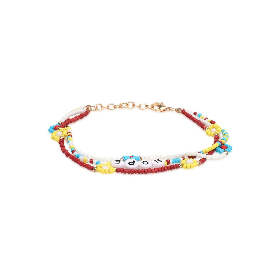 Gold & Yellow Stone & Beads Link Bracelet