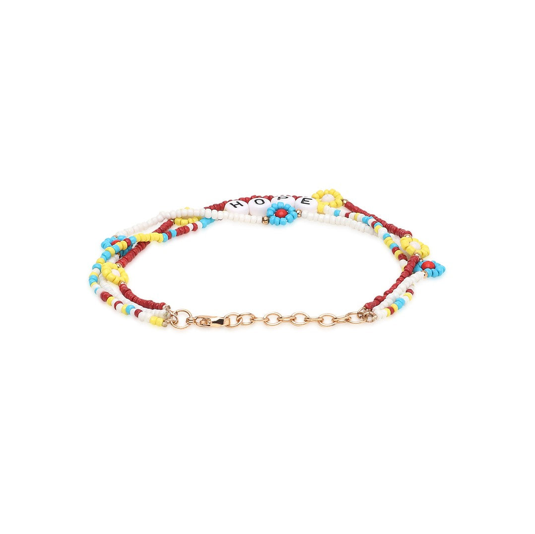 Gold & Yellow Stone & Beads Link Bracelet