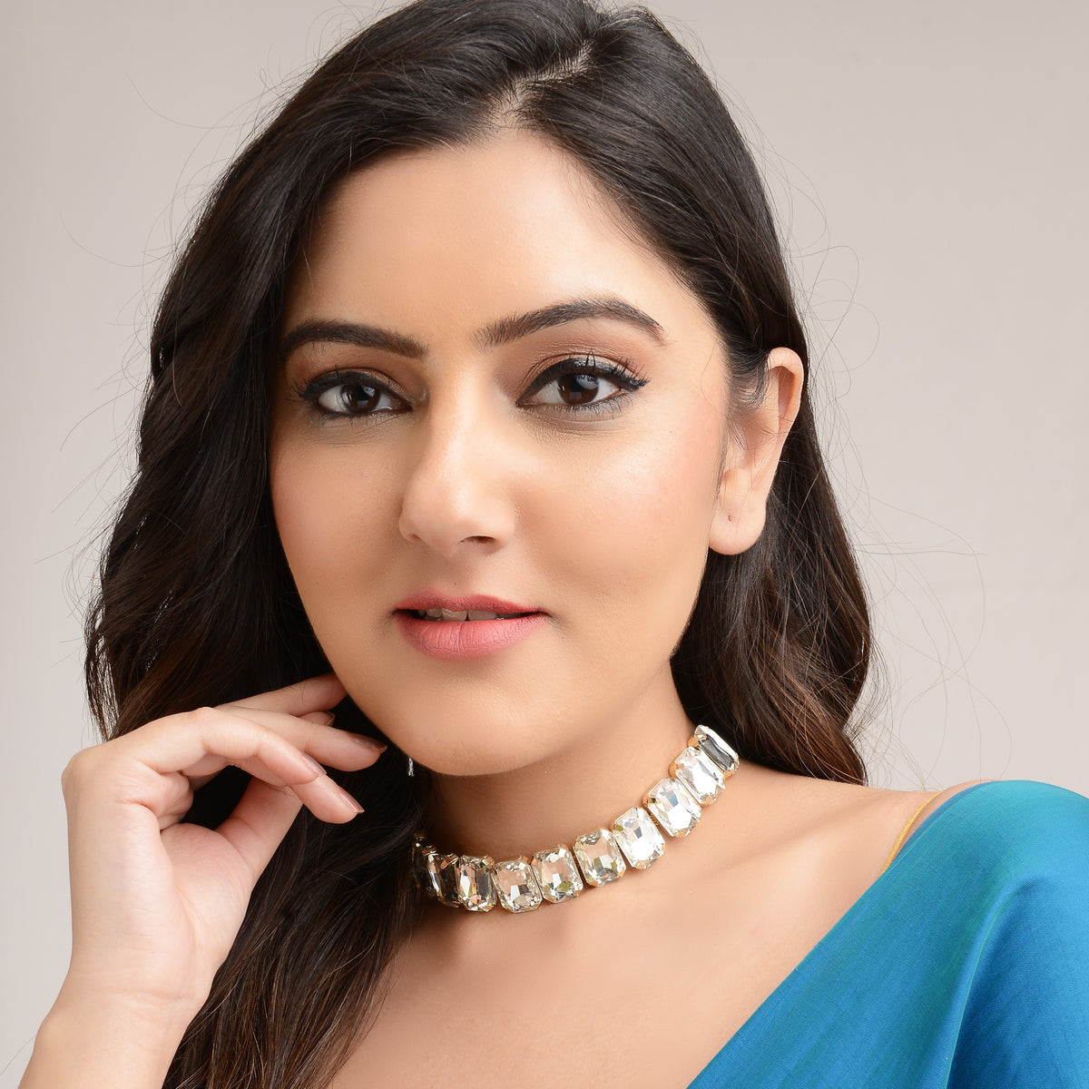 Silver Rhinestone Statement Necklace