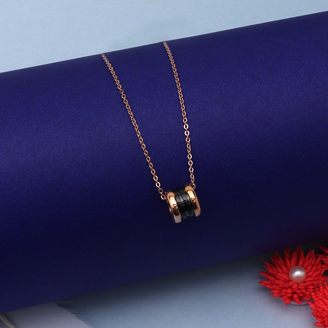 Laida Women Rose Gold-Plated AD Studded Pendant with chain