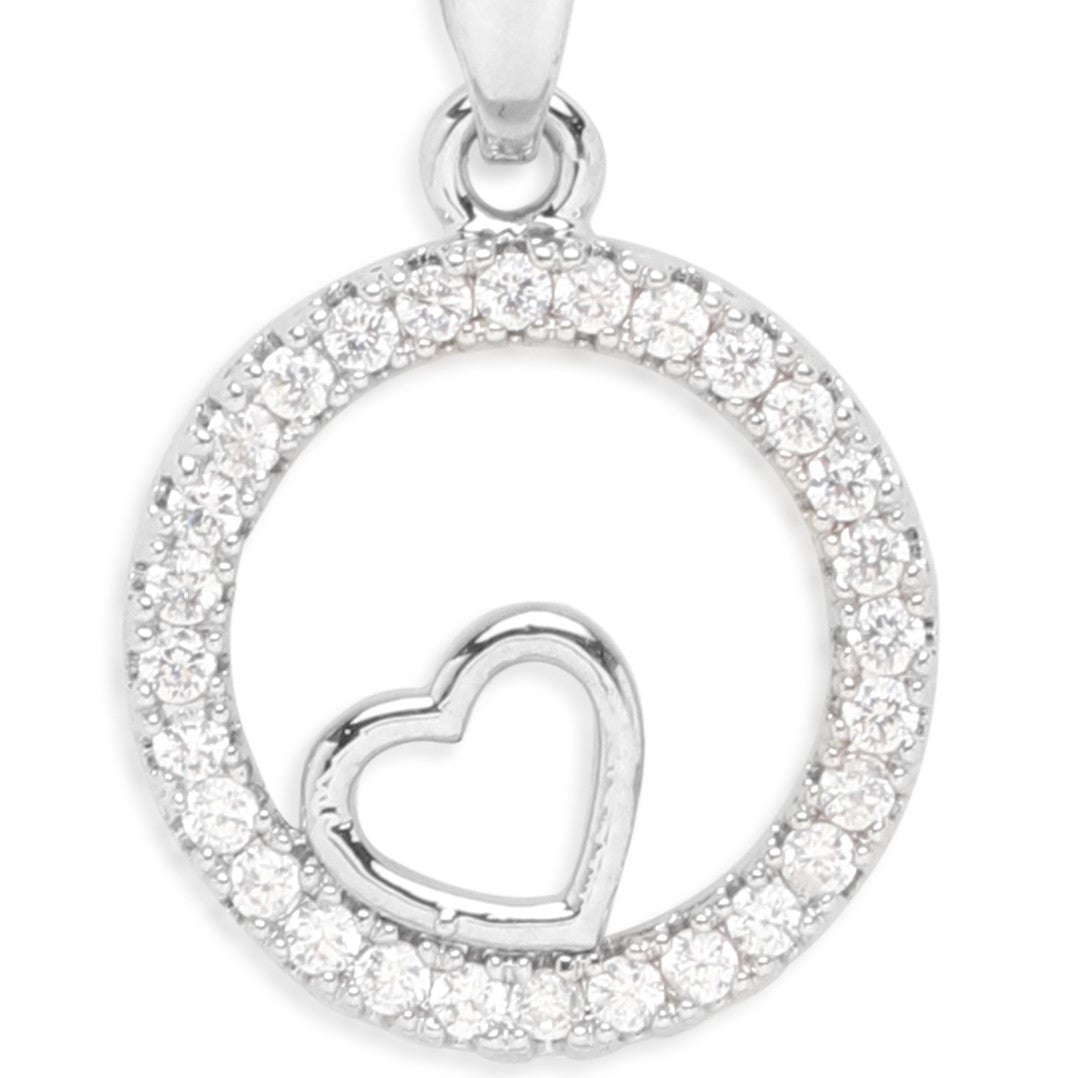 LAIDA Women Silver-Plated & White Stone Studded Clover Circle-Shaped Pendant With Chain