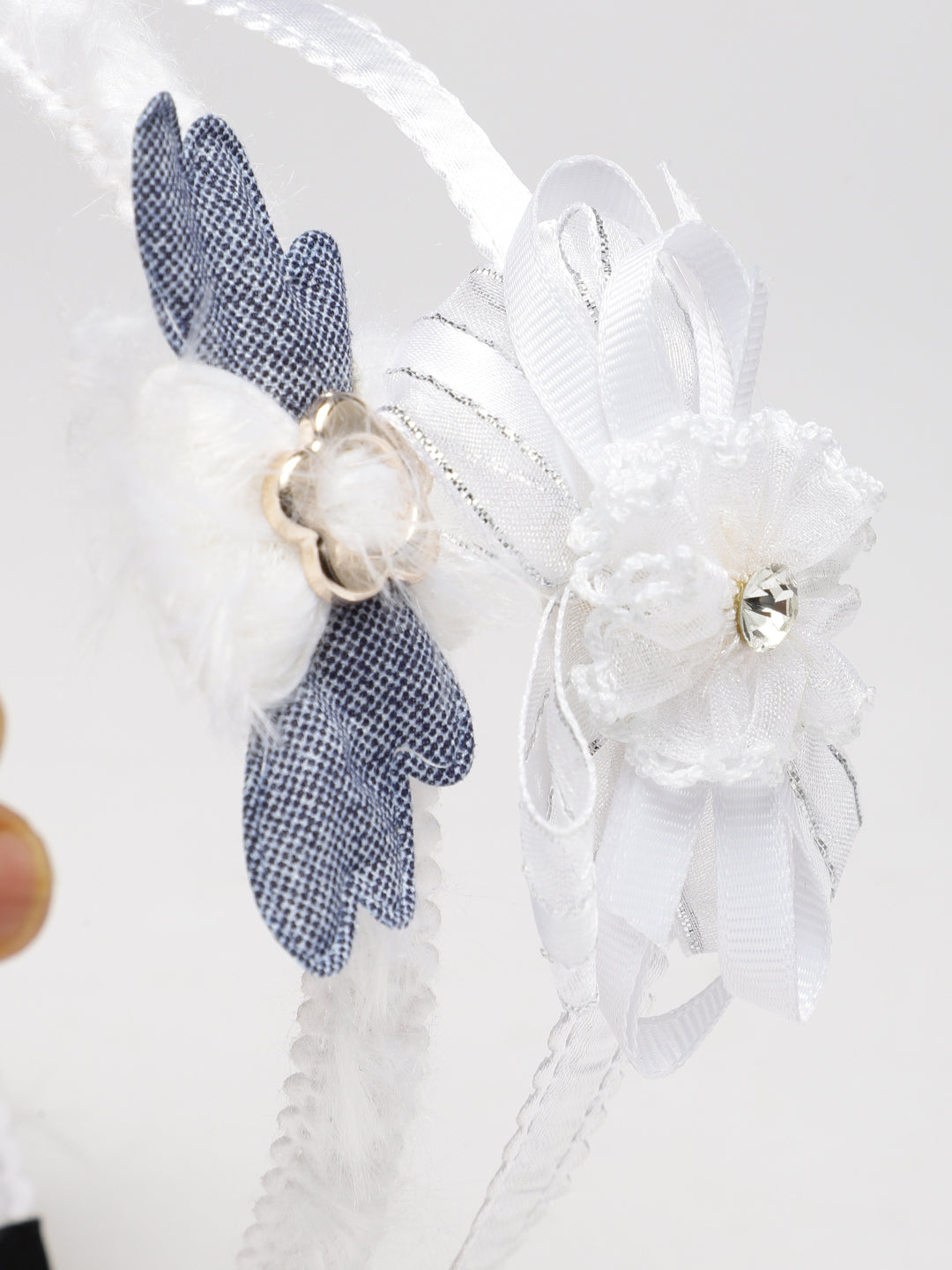 Laida Girls Set of 2 White Embellished Hairbands