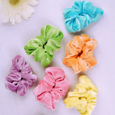 Laida Set of 6 Velvet Finish Scrunchies