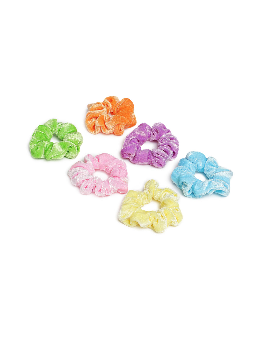 Laida Set of 6 Velvet Finish Scrunchies