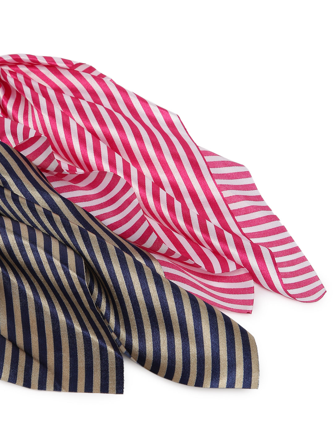 Laida Set of 2 Ponytail Holders with Striped Handkerchief Style Scrunchies