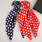 Laida Set of 2 Polka Dots Printed Scrunchies With Knot Detail