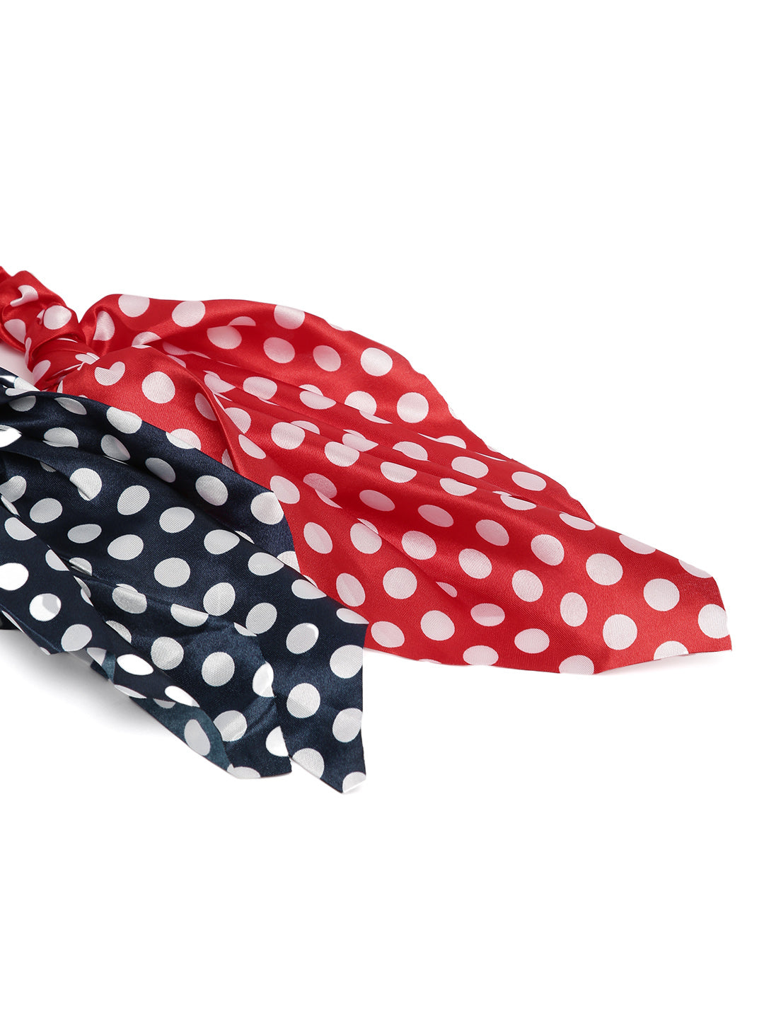 Laida Set of 2 Polka Dots Printed Scrunchies With Knot Detail