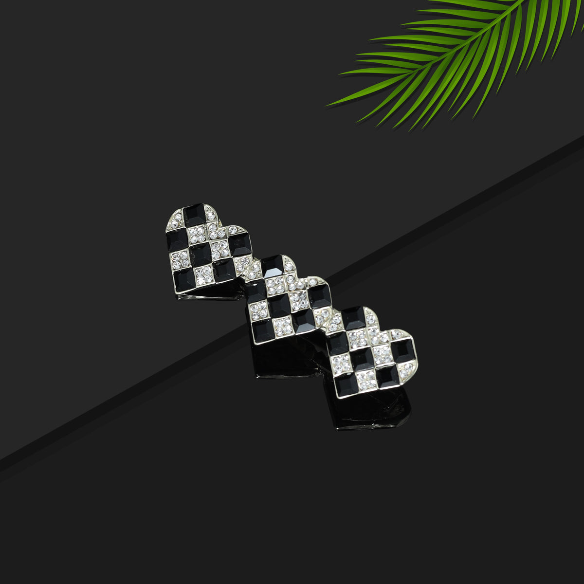 LAIDA Women Black & Transparent AD-Studded Embellished Heart Alligator Hair Clip