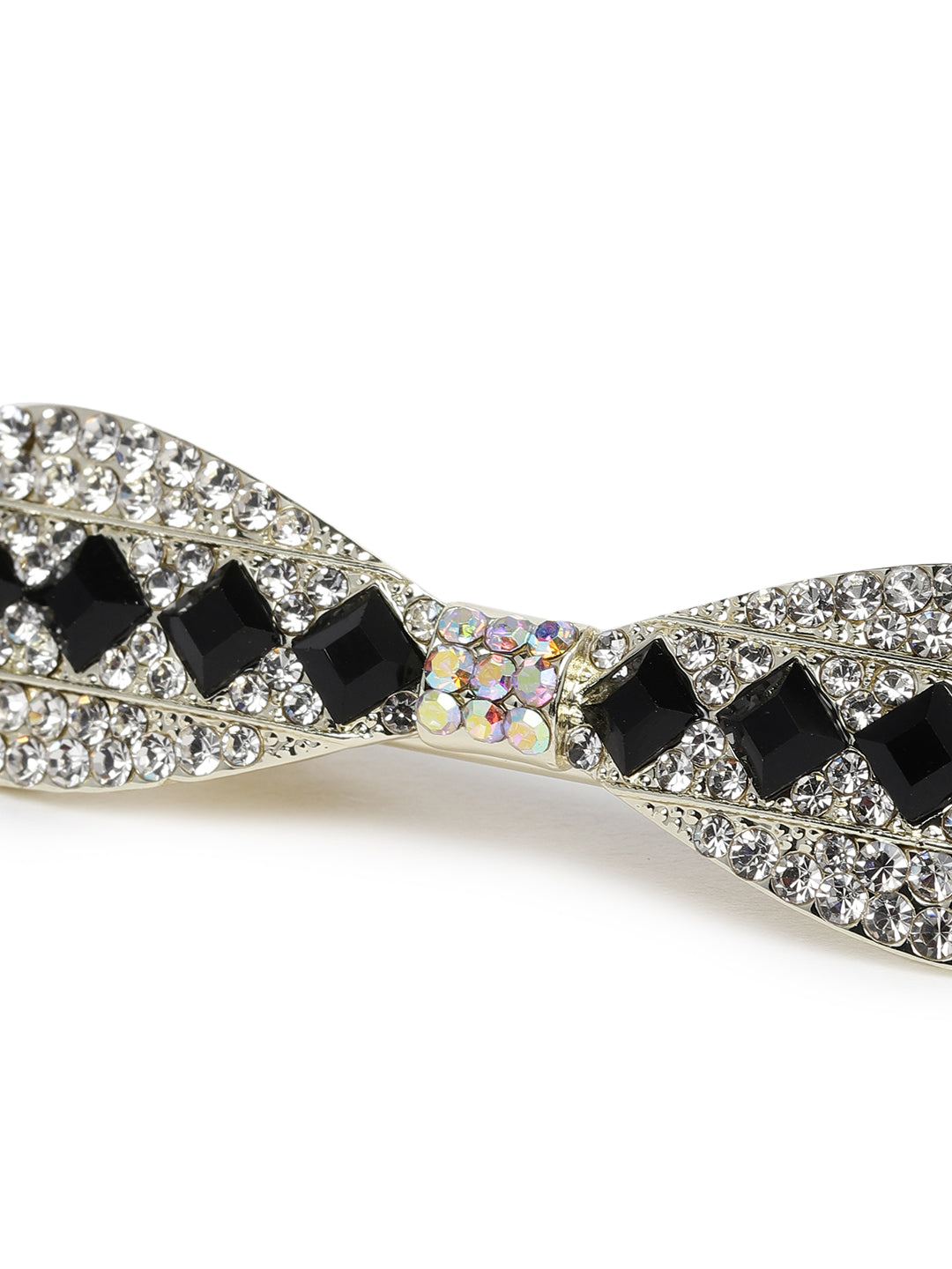 Women Black & Gold-Plated Embellished Alligator Hair Clip