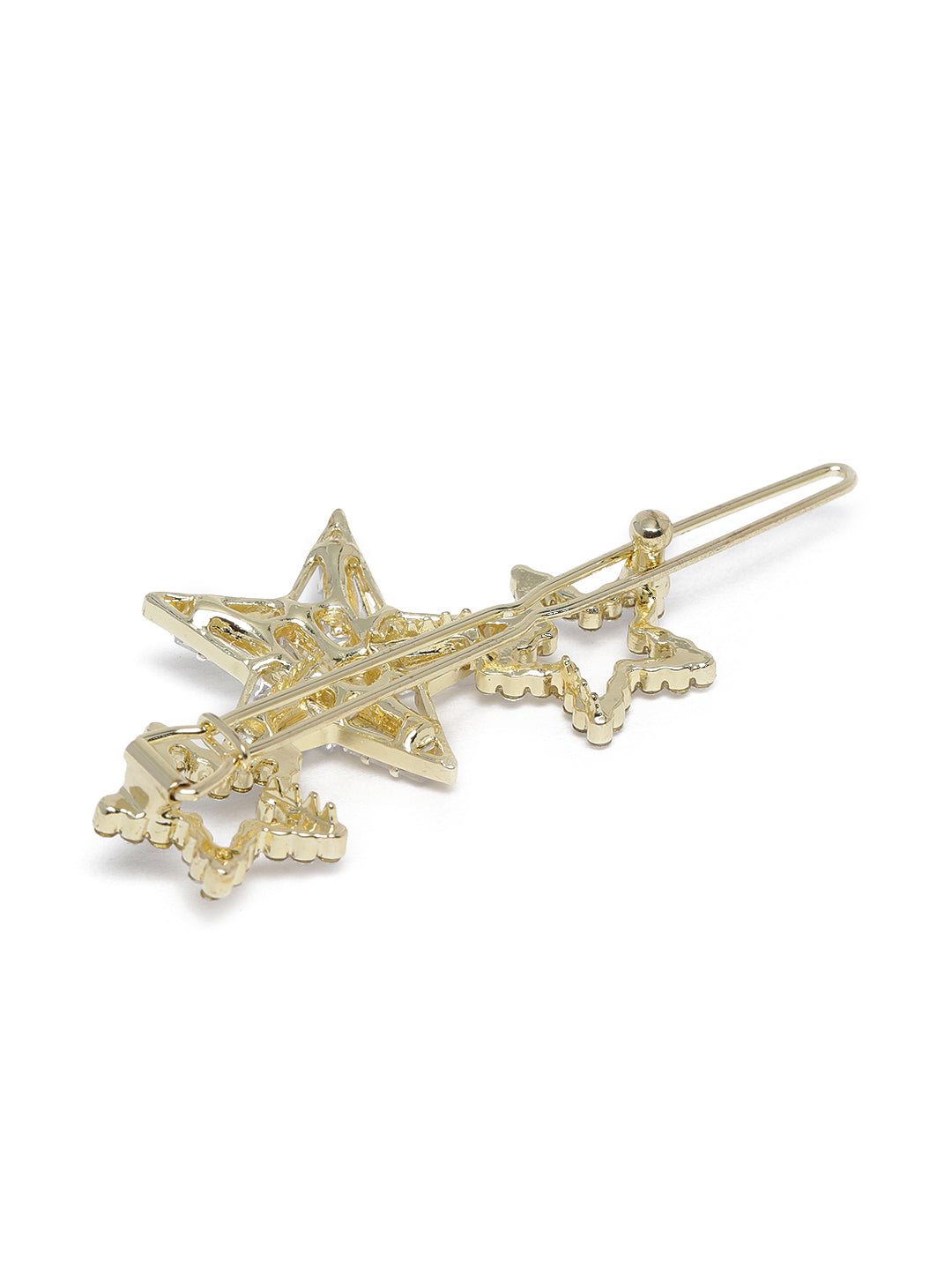 Women Gold-Toned & Transparent Star-Shaped AD-Studded Bobby Pins