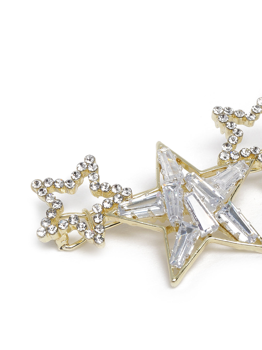 Women Gold-Toned & Transparent Star-Shaped AD-Studded Bobby Pins