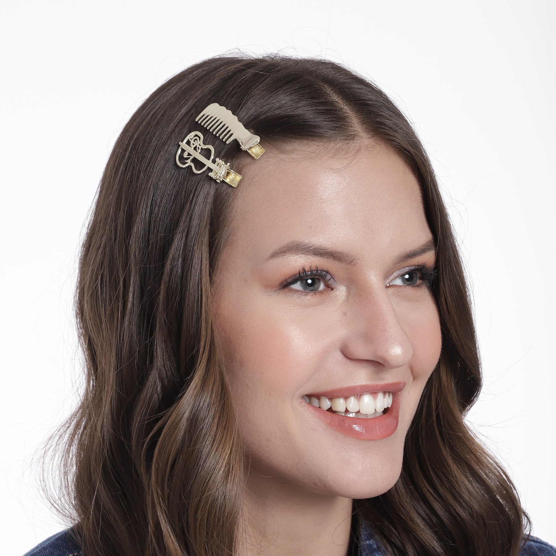 Laida Women Set of 2 Silver-Toned & Gold-Toned Alligator Hair Clip