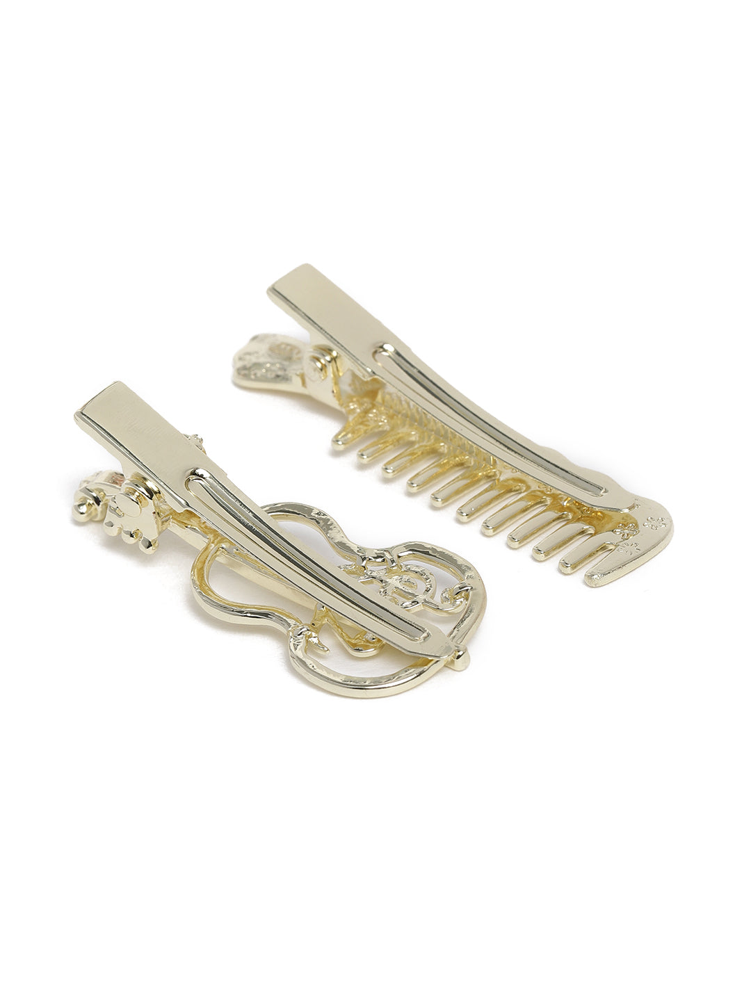 Laida Women Set of 2 Silver-Toned & Gold-Toned Alligator Hair Clip
