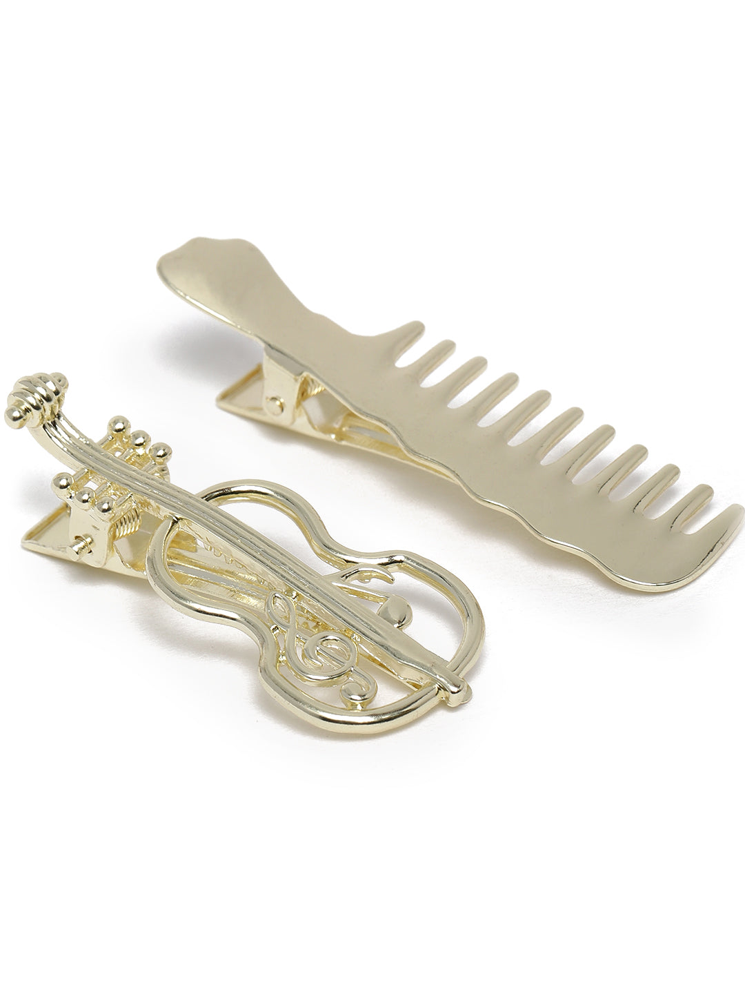 Laida Women Set of 2 Silver-Toned & Gold-Toned Alligator Hair Clip