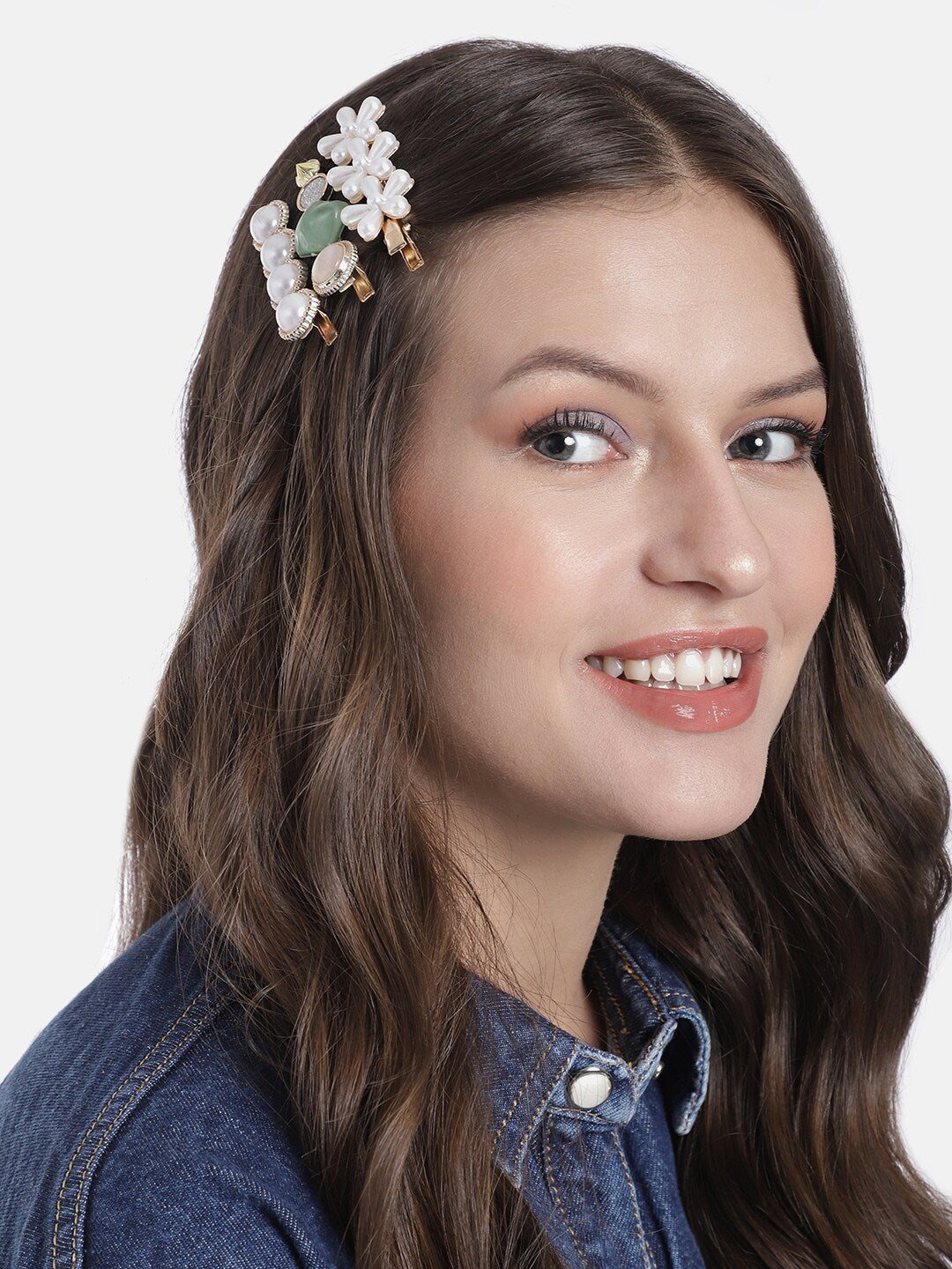 Laida Women Set of 6 Gold-Toned Embellished Alligator Hair Clip