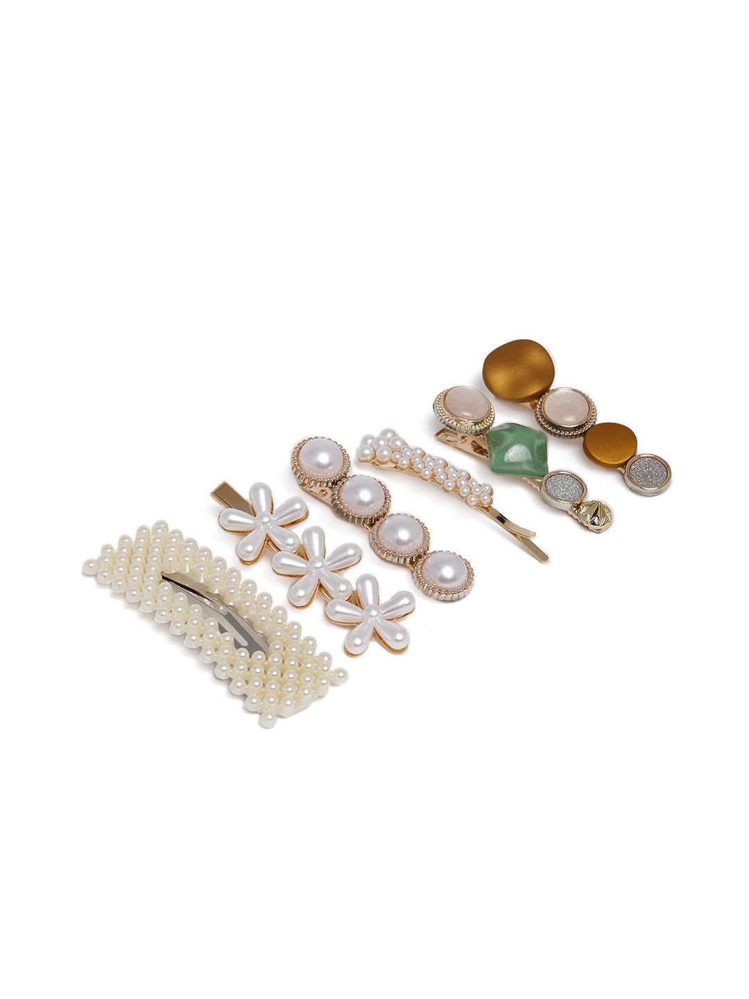 Laida Women Set of 6 Gold-Toned Embellished Alligator Hair Clip