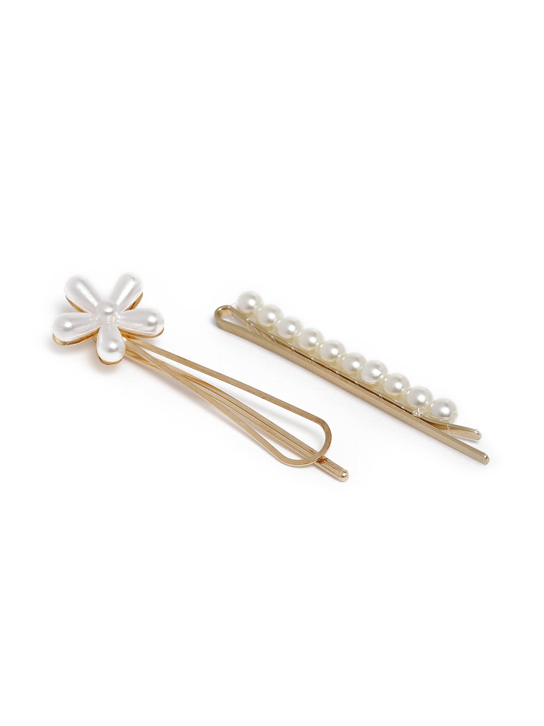 Laida Women Set Of 6 Gold-Plated & White Beaded Alligator Hair Clip