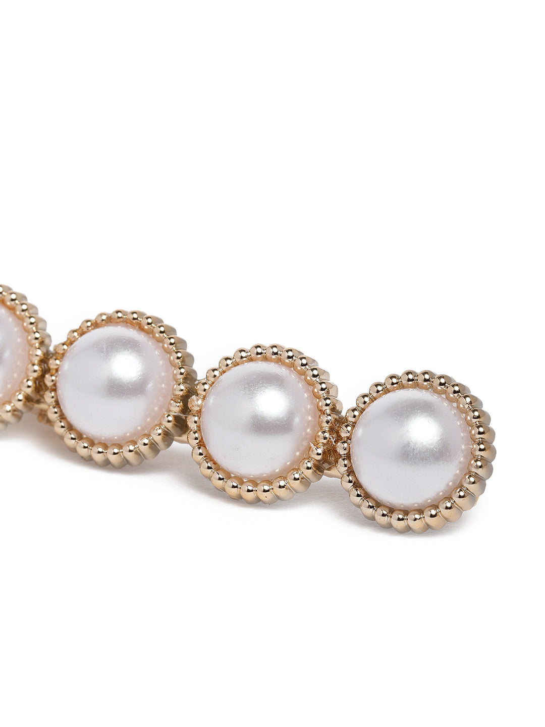 Laida Women Set Of 6 Gold-Plated & White Beaded Alligator Hair Clip