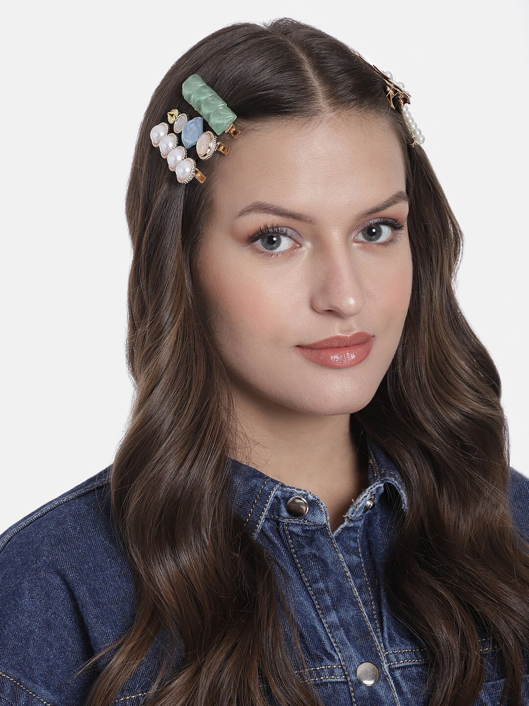 Laida Women Set of 6 Gold-Plated Embellished Alligator Hair Clip