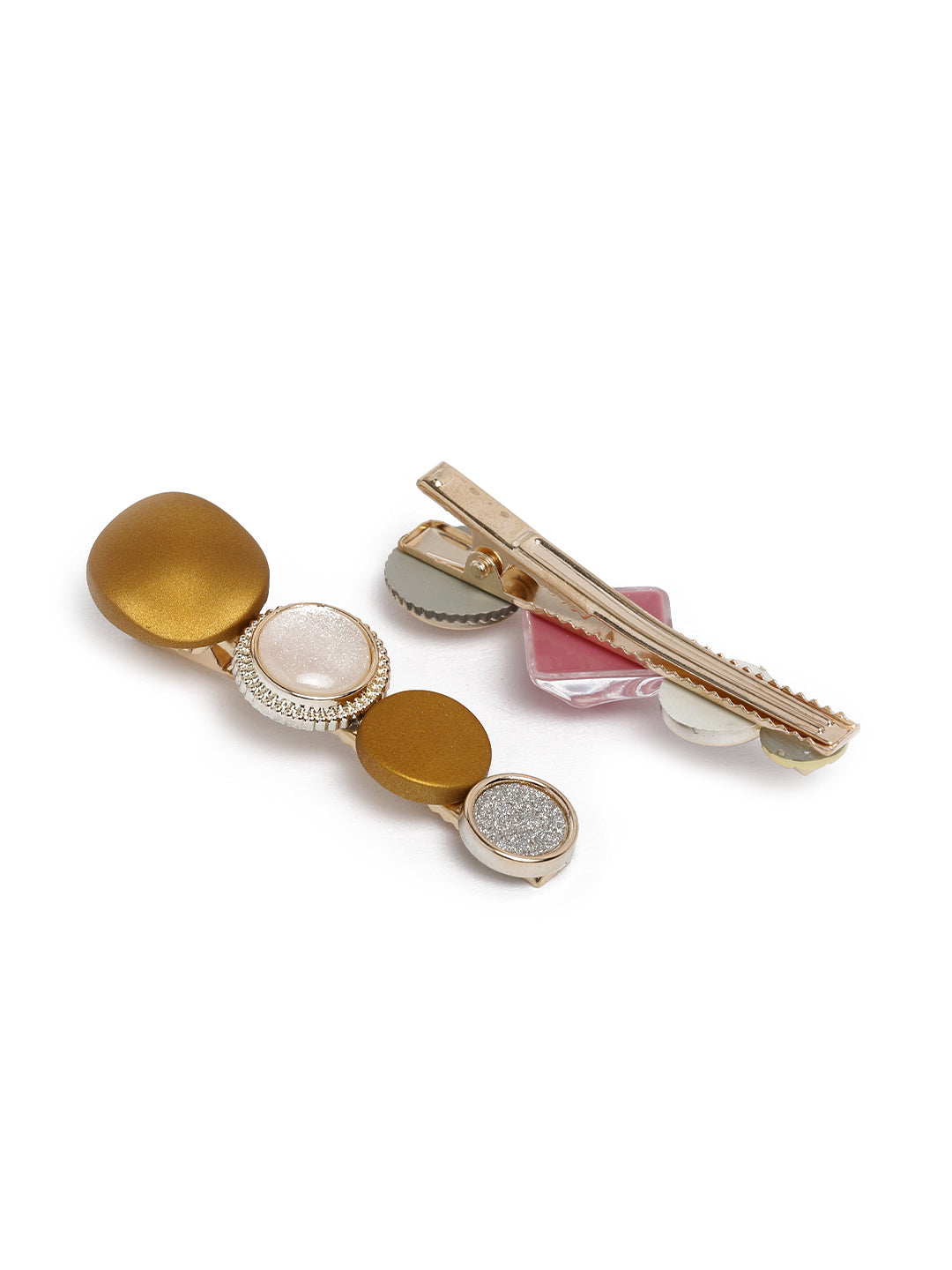 Laida Women Pink & Gold-Toned Set of 6 Embellished Alligator Hair Clip