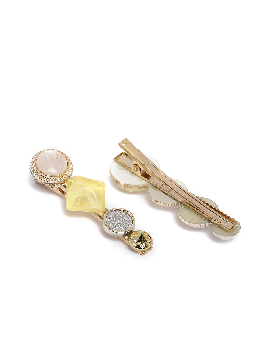 Laida Women Gold-Toned & Pink Set of 6 Embellished Alligator Hair Clip