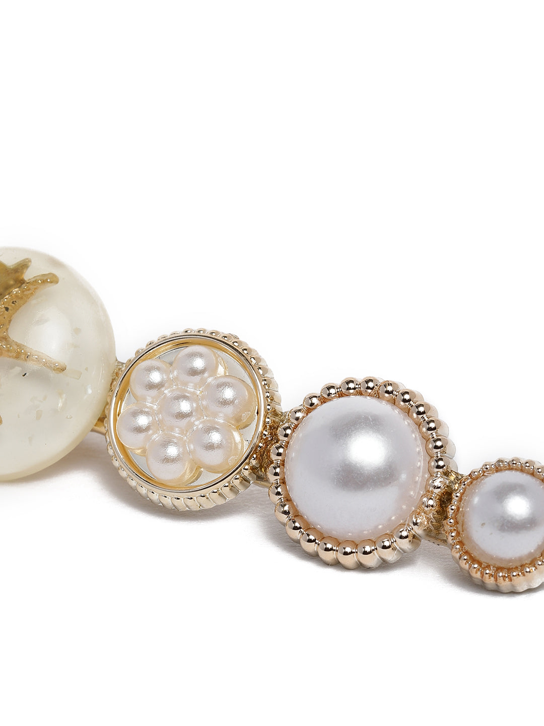 Laida Women Gold-Toned & Pink Set of 6 Embellished Alligator Hair Clip