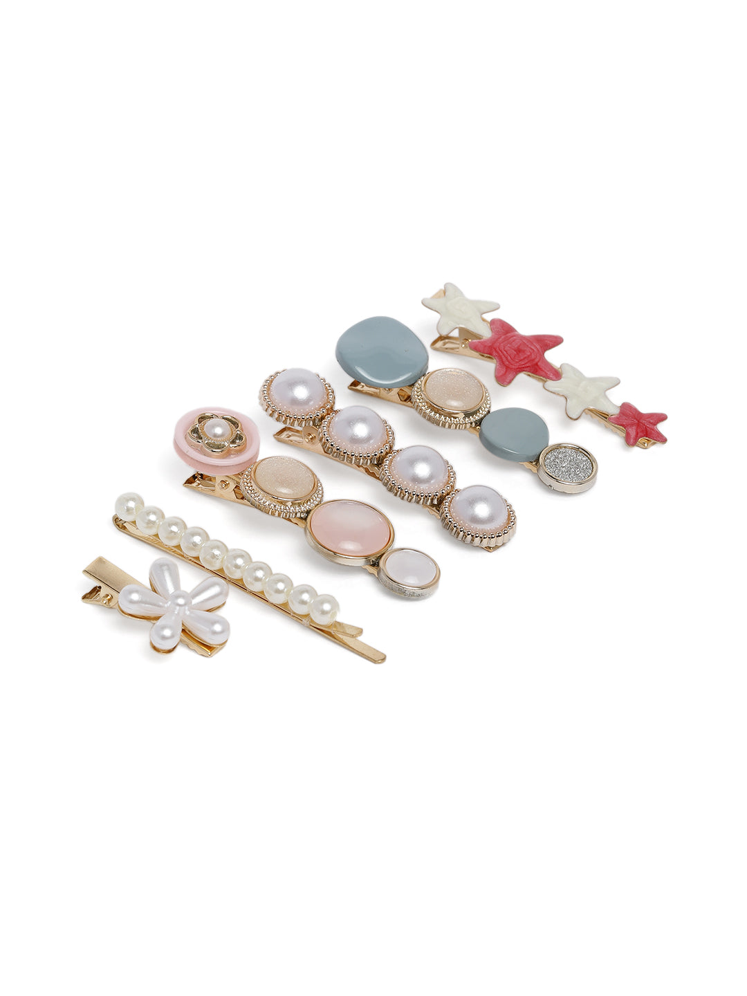 Laida Women Set of 6 Gold-Plated Embellished Alligator Hair Clip