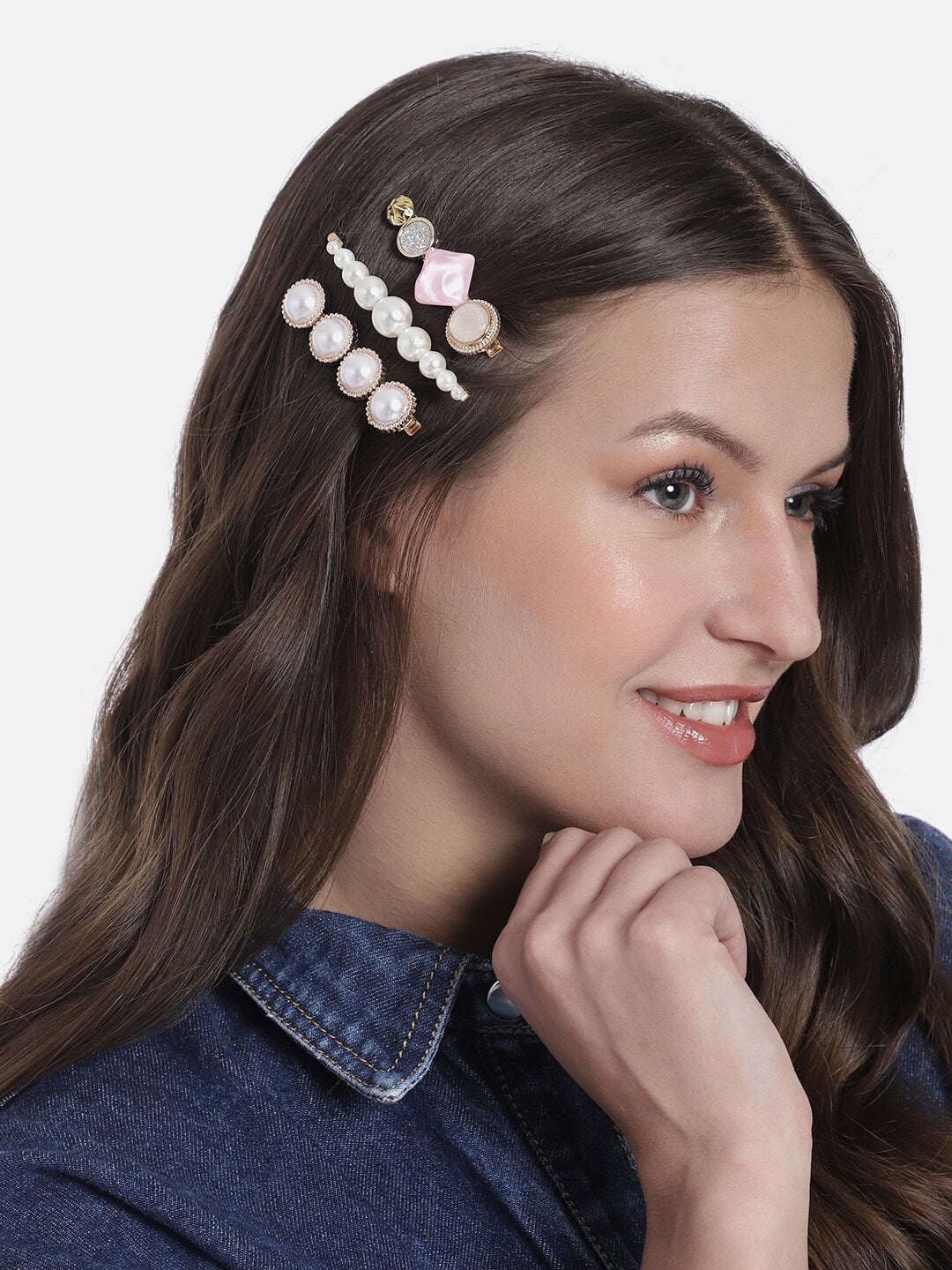 Laida Women Set of 6 Gold-Plated Embellished Alligator Hair Clip