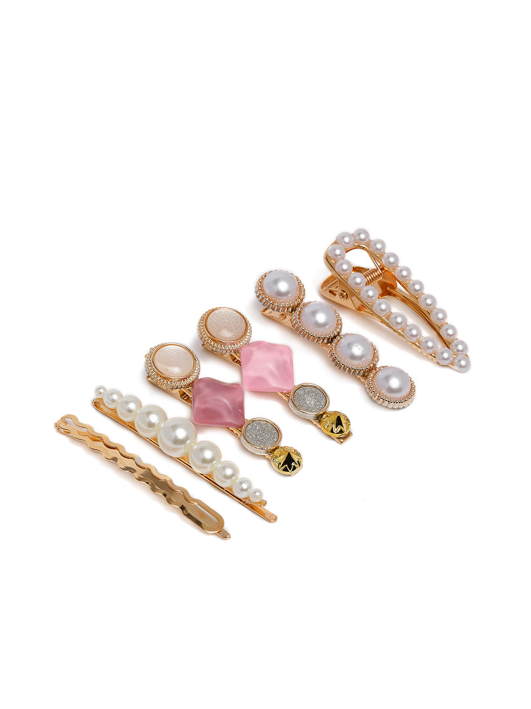 Laida Women Set of 6 Gold-Plated Embellished Alligator Hair Clip