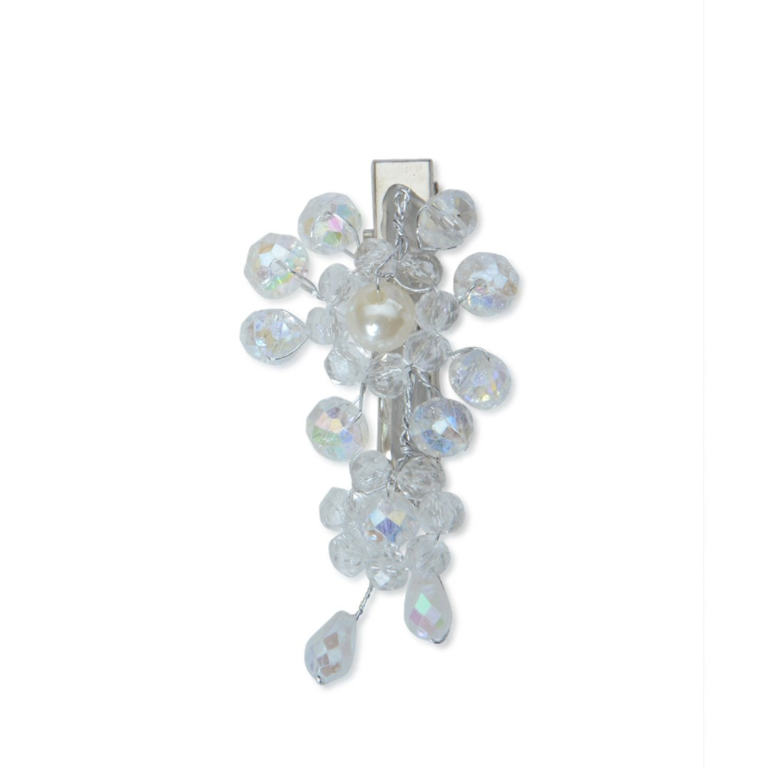 LAIDA Women Set of 2 Gold-Toned & White Beaded Alligator Hair Clip