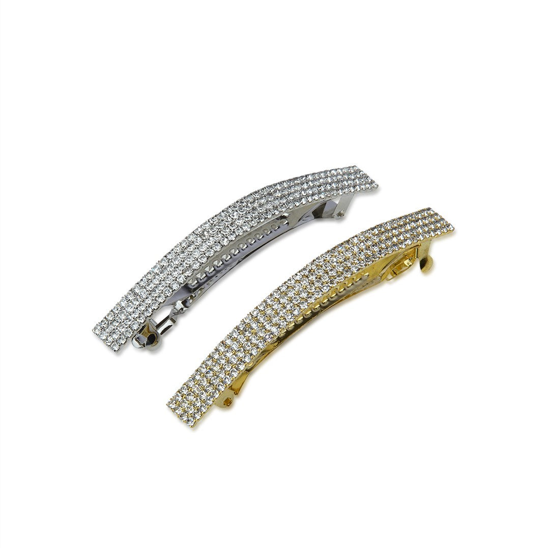 LAIDA Women Gold-Toned & Silver-Toned Set of 2 Embellished French Barrette