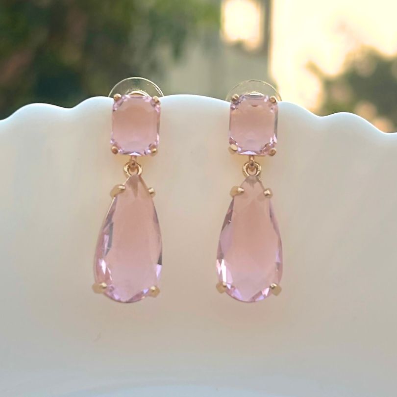 Pink Tear Drop Earrings