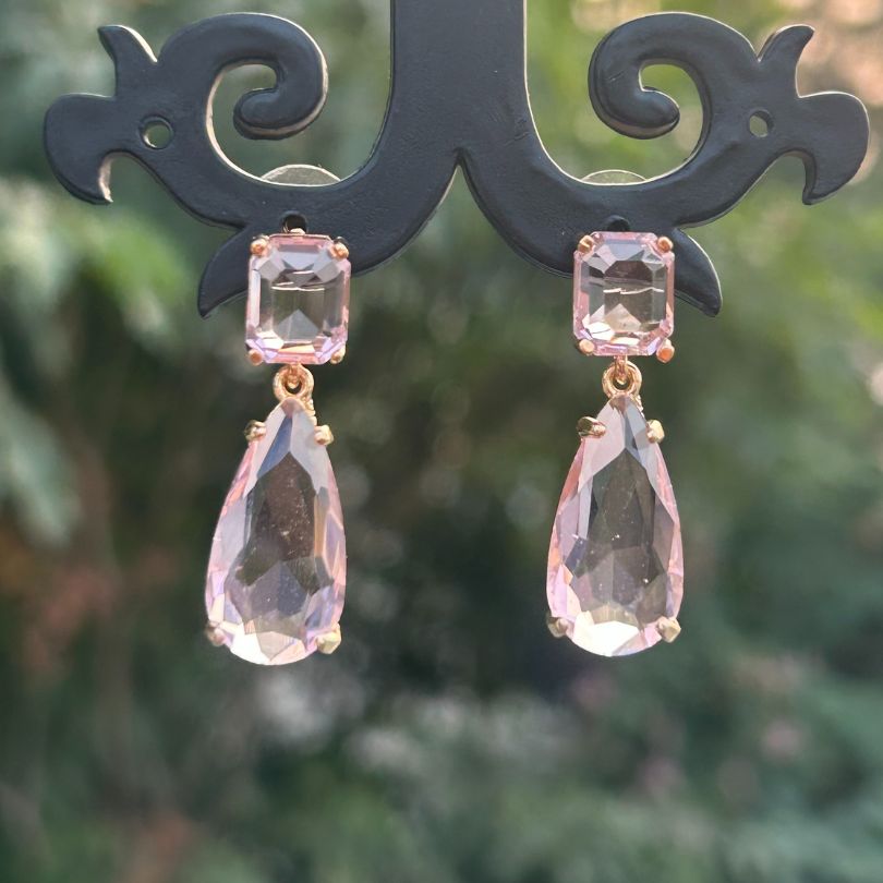 Pink Tear Drop Earrings