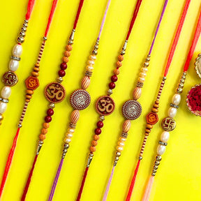 Set of 8 Rakhis - Om And Swastik Rakhis