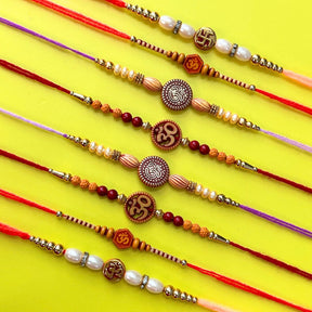 Set of 8 Rakhis - Om And Swastik Rakhis