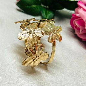 Flower Layered Golden Cuff